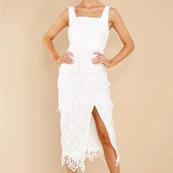 Just Me Dresses | White Lace Midi Dress | Color: White | Size: Xs | Mcmoser18's Closet Just Me Dresses | White Lace Midi Dress | Color: White | Size: Xs | Mcmoser18's Closet